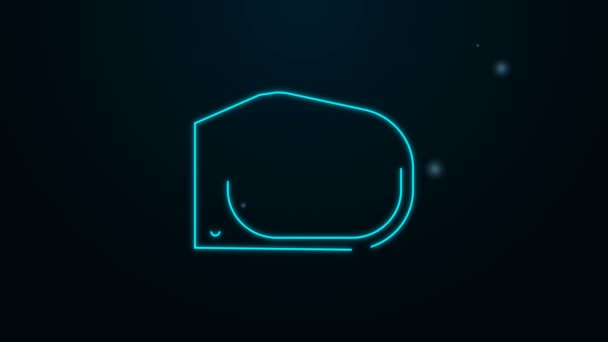 Parlak neon çizgili araba aynası ikonu siyah arkaplanda izole edildi. 4K Video hareketli grafik canlandırması - Video, Çekim