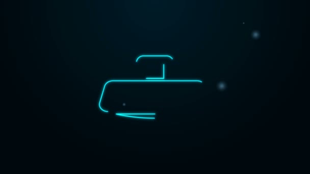 Gloeiende neon lijn Auto spiegel pictogram geïsoleerd op zwarte achtergrond. 4K Video motion grafische animatie - Video