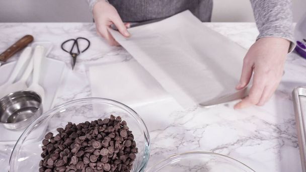 Step by step. Ingredients to prepare chocolate dipped strawberries on a marble surface. - Photo, Image