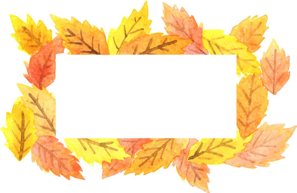 Kolorowy akwarela jesienny liść na prostokątnym kształcie ramki do dekoracji na jesień i Boże Narodzenie. - Wektor, obraz