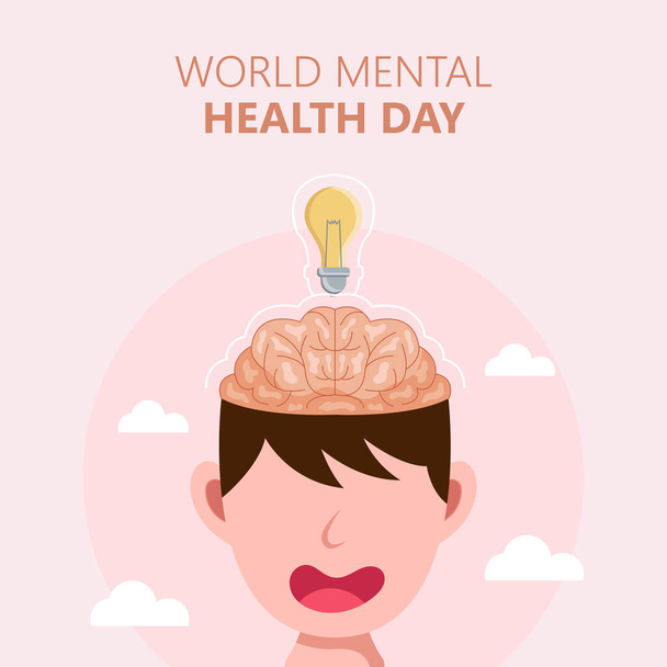 Journée mondiale de santé mentale dessinée à la main. Illustration vectorielle - Vecteur, image