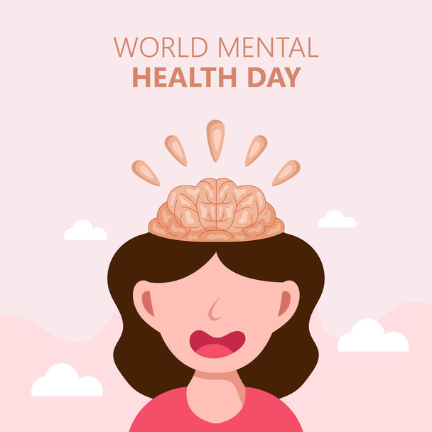 Día mundial de la salud mental dibujado a mano. Ilustración vectorial - Vector, Imagen