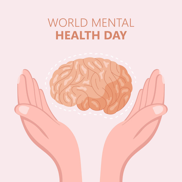 Día mundial de la salud mental dibujado a mano. Ilustración vectorial - Vector, imagen