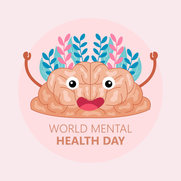 Journée mondiale de santé mentale dessinée à la main. Illustration vectorielle - Vecteur, image