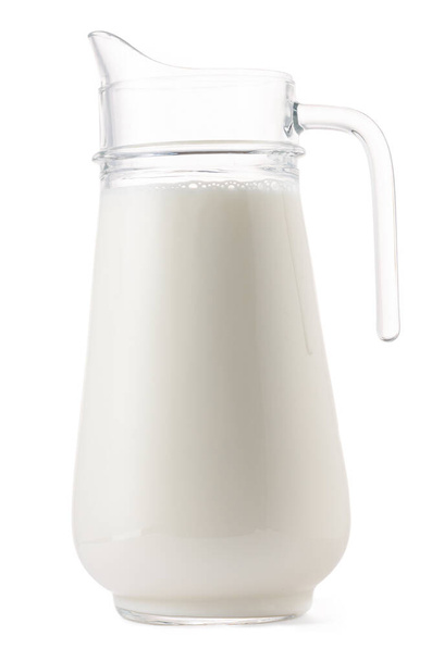 Glass milk jar isolated on white background - Zdjęcie, obraz
