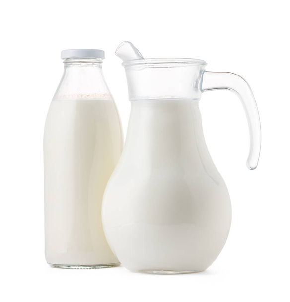 Glassware full of fresh milk isolated on white - Zdjęcie, obraz