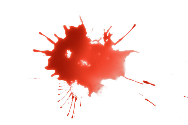 detailní kapky červené krve izolované na bílém pozadí, abstraktní vzor - Fotografie, Obrázek