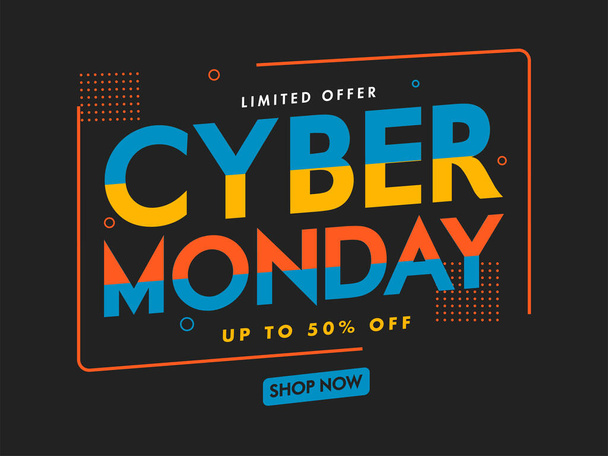 UP TO 50% Off for Cyber Monday Sale Poster Design. - Vector, Image
