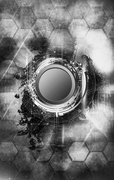 抽象技術の3Dレンダリング｜デジタルハイテク背景 - 写真・画像