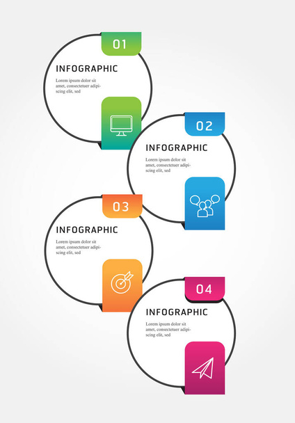 Vector Infographic label design template with icons 4 options  - Vektör, Görsel