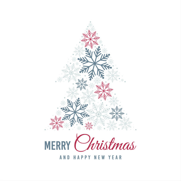 Christmas card with snowflakes. Blue and red snowflakes on white background - Foto, immagini