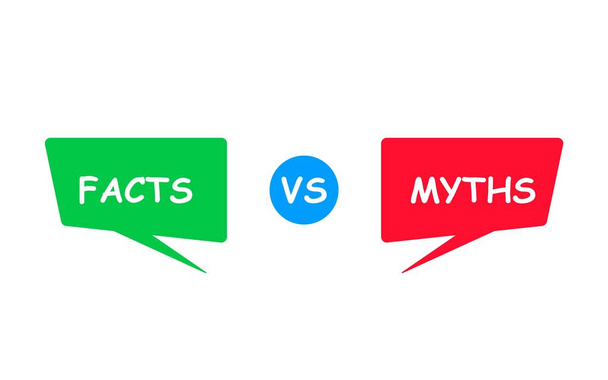 Myths vs facts. Green and red bubbles. Versus Battle. Vector - Vector, Image