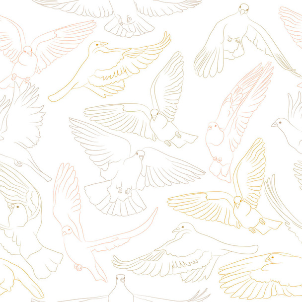 Flying birds seamless pattern. Vector background - Vector, Image