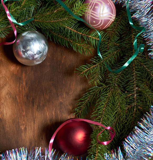 Decorations for the tree on a wooden table - Photo, Image