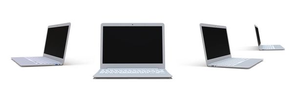 simulacro de portátil abierto sobre fondo blanco - Foto, Imagen