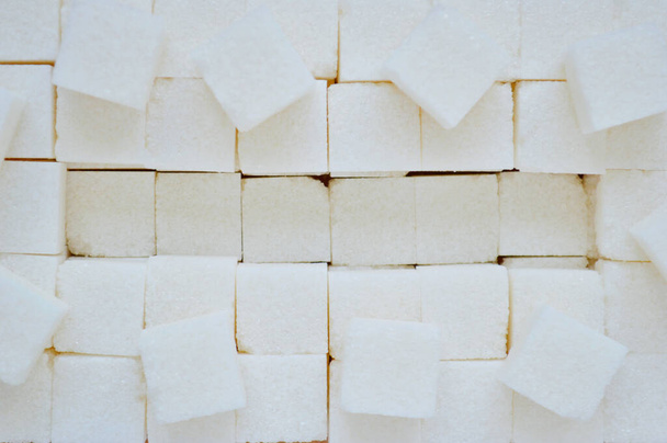 Azúcar blanco refinado con espacio para copiar y lugar para texto - Foto, Imagen