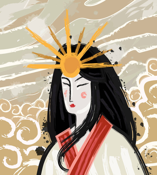 アマテラス神道の太陽神話の女神 - ベクター画像