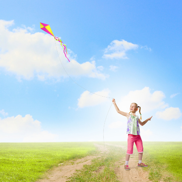 Girl with kite - Foto, Bild