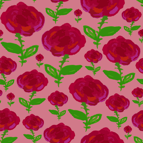 padrão sem costura de Rose Garden em junho rosa - Vetor, Imagem