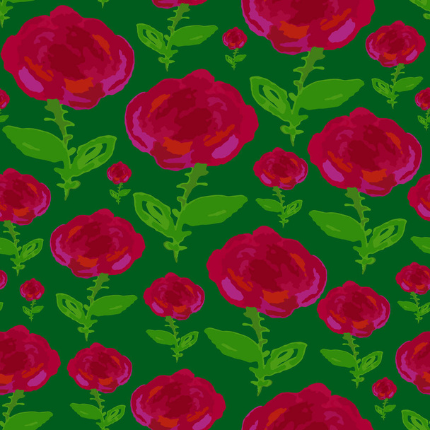 απρόσκοπτη μοτίβο του Rose Garden τον Ιούνιο πράσινο - Διάνυσμα, εικόνα