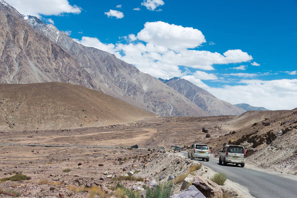Ladakh, India - Beautiful scenic view from Between Leh and Nubra Valley in Ladakh, Jammu and Kashmir, India. - Photo, Image