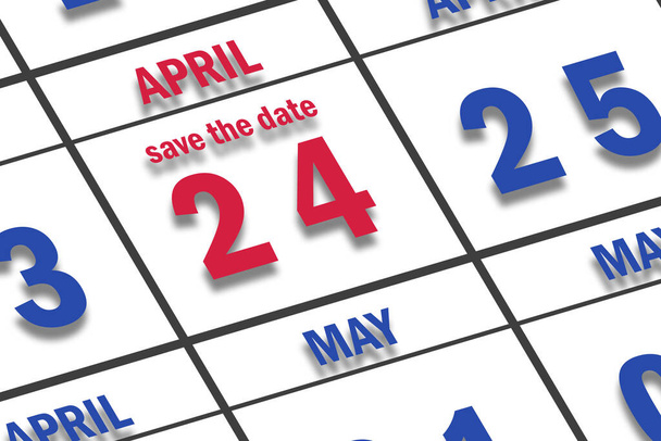 24 de abril. Día 24 del mes, Fecha marcada Guardar la fecha en un calendario. mes de primavera, concepto del día del año. - Foto, Imagen