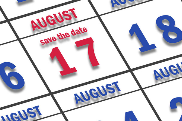 17 de agosto. Día 17 del mes, Fecha marcada Guardar la fecha en un calendario. verano mes, día del año concepto. - Foto, Imagen