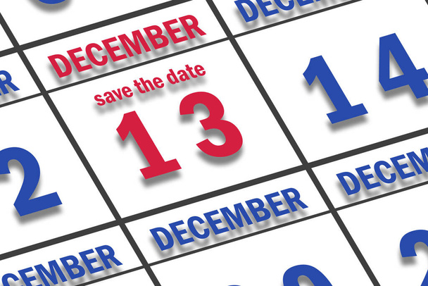 13 de diciembre. Día 13 del mes, Fecha marcada Guardar la fecha en un calendario. invierno mes, día del año concepto. - Foto, Imagen