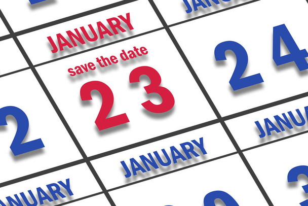 23 de enero. Día 23 del mes, Fecha marcada Guardar la fecha en un calendario. invierno mes, día del año concepto. - Foto, Imagen
