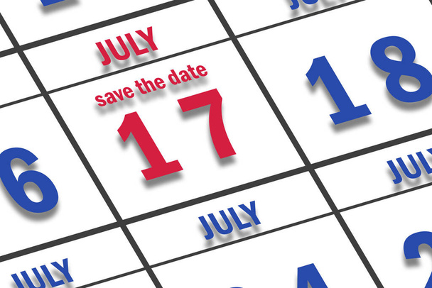 17 de julio. Día 17 del mes, Fecha marcada Guardar la fecha en un calendario. verano mes, día del año concepto. - Foto, imagen