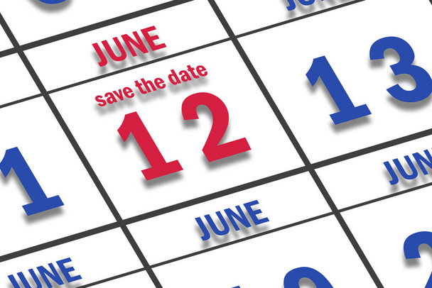 12 de junio. Día 12 del mes, Fecha marcada Guardar la fecha en un calendario. verano mes, día del año concepto. - Foto, imagen