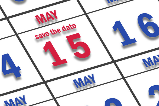 15 de mayo. Día 15 del mes, Fecha marcada Guardar la fecha en un calendario. mes de primavera, concepto del día del año. - Foto, Imagen