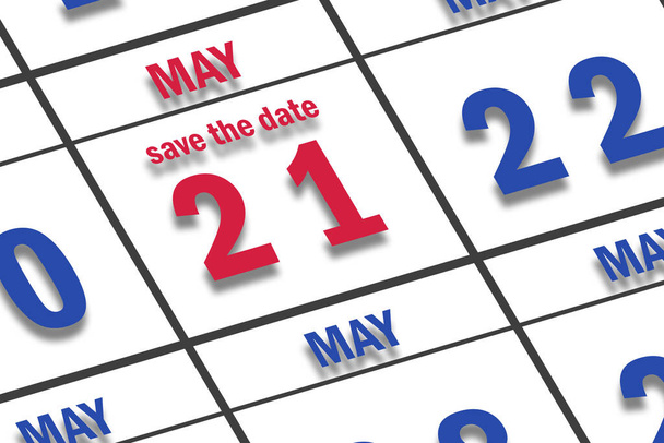 21 de mayo. Día 20 del mes, Fecha marcada Guardar la fecha en un calendario. mes de primavera, concepto del día del año. - Foto, Imagen