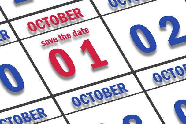 1 de octubre. Día 1 del mes, Fecha marcada Guardar la fecha en un calendario. otoño mes, día del año concepto. - Foto, Imagen