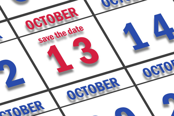 13 de octubre. Día 13 del mes, Fecha marcada Guardar la fecha en un calendario. otoño mes, día del año concepto. - Foto, imagen