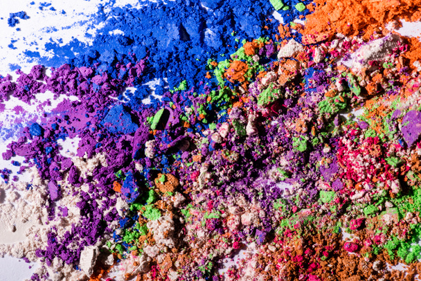 close up view of multicolored mixed eyeshadow powder - Фото, изображение