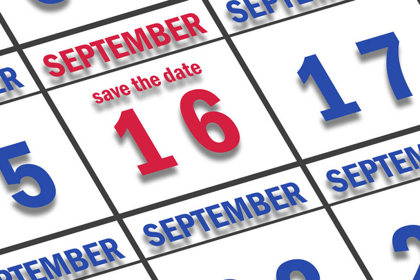 16 de septiembre. Día 16 del mes, Fecha marcada Guardar la fecha en un calendario. otoño mes, día del año concepto. - Foto, Imagen