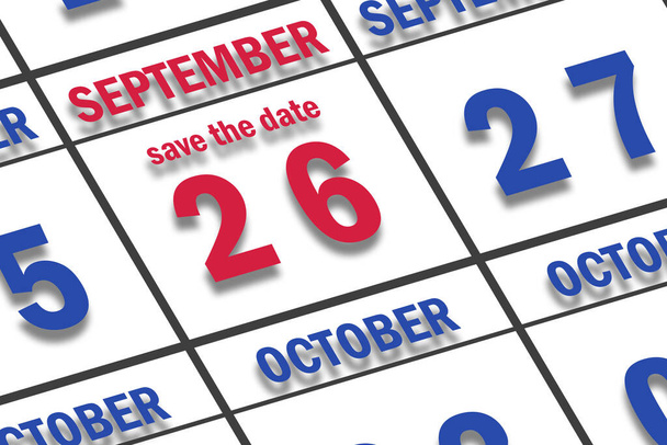 26 de septiembre. Día 26 del mes, Fecha marcada Guardar la fecha en un calendario. otoño mes, día del año concepto. - Foto, Imagen