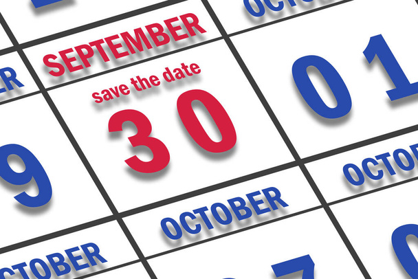 30 de septiembre. Día 30 del mes, Fecha marcada Guardar la fecha en un calendario. otoño mes, día del año concepto. - Foto, Imagen