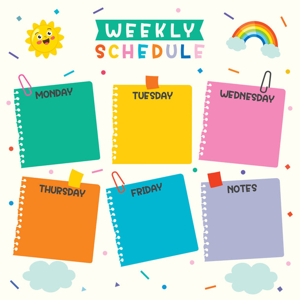 Καθημερινή και εβδομαδιαία Planner για τα παιδιά - Διάνυσμα, εικόνα