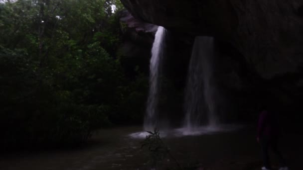 Amazing Thailand the hole waterfall shape heart .Sangchan waterfall. Pha Taem National Park, Ubonratchathani, Thailand - Footage, Video