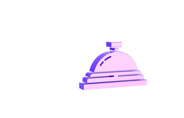 Purple Hotel palvelu bell kuvake eristetty valkoisella taustalla. Vastaanottokello. Minimalismin käsite. 3d kuva 3D renderöinti. - Valokuva, kuva