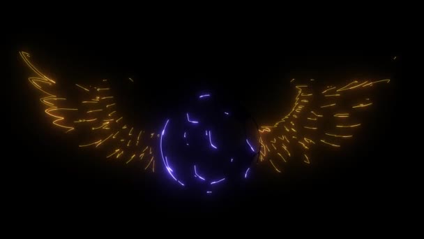piłka nożna ze skrzydłami emblemat piłka nożna cyfrowy neon wideo - Materiał filmowy, wideo