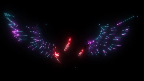 Baseball labda szárnyakkal digitális neon videó - Felvétel, videó