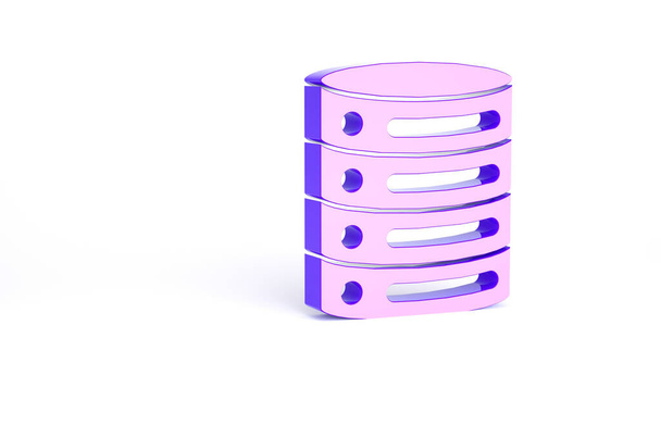 Lila Server, Daten, Web-Hosting-Symbol isoliert auf weißem Hintergrund. Minimalismus-Konzept. 3D Illustration 3D Renderer. - Foto, Bild