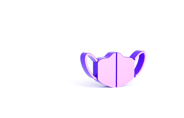 Purple Médico icono máscara protectora aislado sobre fondo blanco. Concepto minimalista. 3D ilustración 3D render. - Foto, imagen