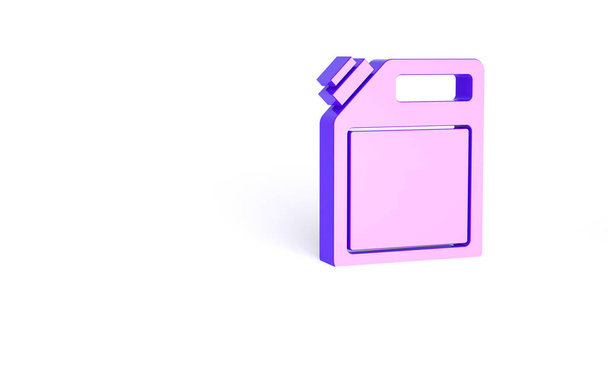 Bote púrpura para icono de gasolina aislado sobre fondo blanco. Icono de gas diesel. Concepto minimalista. 3D ilustración 3D render. - Foto, Imagen