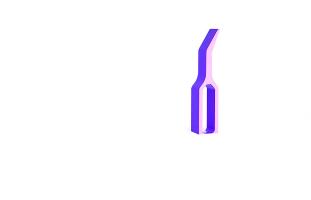 Escalador explorador dental púrpura para ícono de dientes aislado sobre fondo blanco. Concepto minimalista. 3D ilustración 3D render. - Foto, Imagen