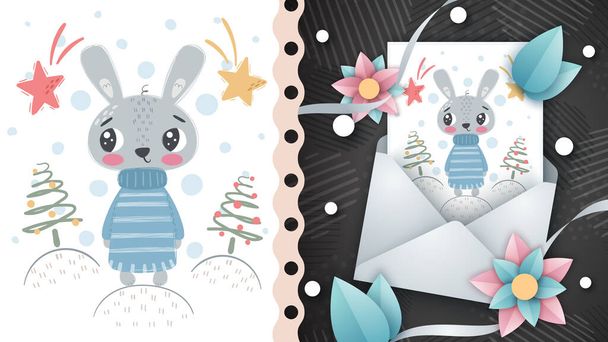 Cute rabbit - idea for greeting card. - Vettoriali, immagini