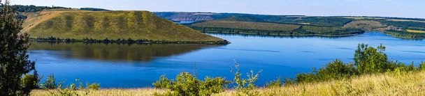 beautiful panorama landscape view of the mountains and the Dniester river Bakota - Photo, Image